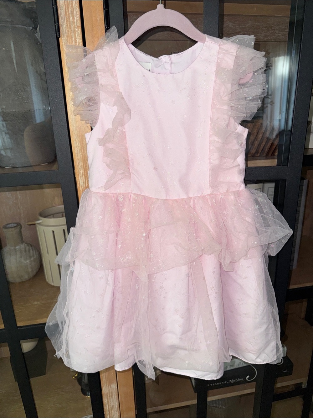 Pippa & Julie tulle stars dress ruffle silver toddler girl bow flutter